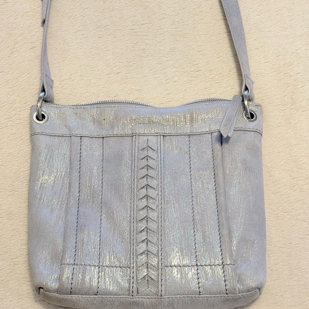 American Leather Co Crossbody Bag Shimmer Grey - Picture 7 of 11